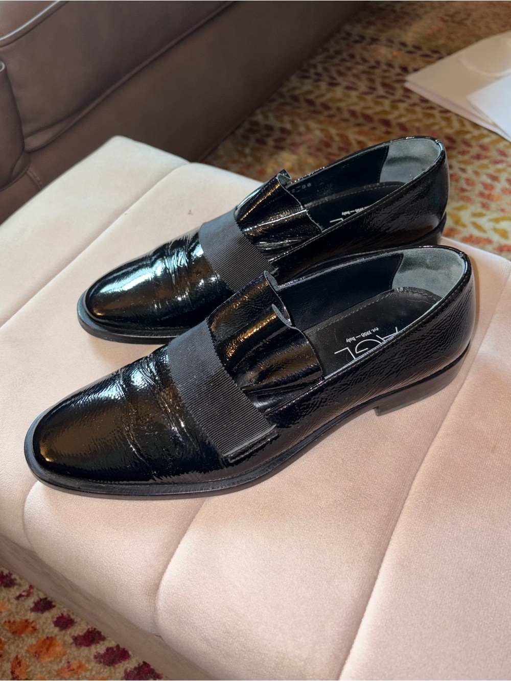 AGL Black Patent Leather Slip-On Loafers